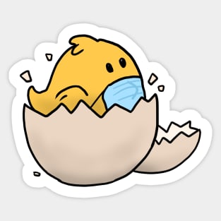 Chick in the egg with face mask happy easter 2021 Sticker